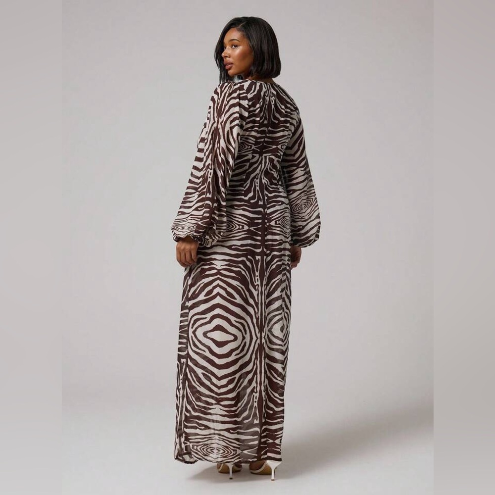 Zebra Print Maxi Dress | Long Sleeve Plus Size Beachwear ✨ - Picture 4 of 5